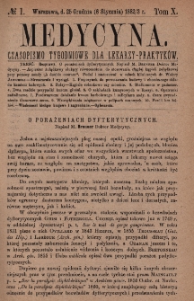 Medycyna : czasopismo tygodniowe dla lekarzy praktyk&oacute;w 1883, T. XI, nr 1