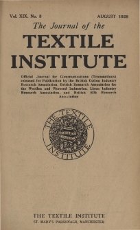The Journal of the Textile Institute Vol. XIX No. 8 (1928)