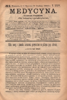 Medycyna : czasopismo tygodniowe dla lekarzy praktyków 1896, T.XXIV, nr 2