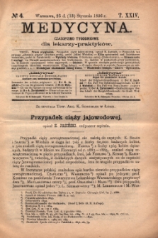 Medycyna : czasopismo tygodniowe dla lekarzy praktyków 1896, T.XXIV, nr 4