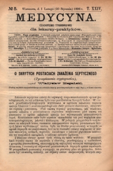 Medycyna : czasopismo tygodniowe dla lekarzy praktyków 1896, T.XXIV, nr 5