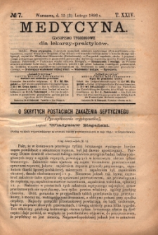Medycyna : czasopismo tygodniowe dla lekarzy praktyków 1896, T.XXIV, nr 7