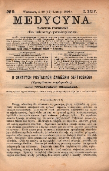 Medycyna : czasopismo tygodniowe dla lekarzy praktyków 1896, T.XXIV, nr 9