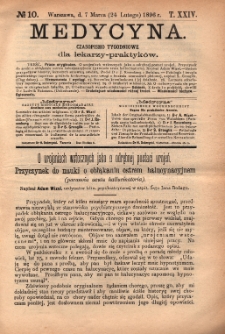 Medycyna : czasopismo tygodniowe dla lekarzy praktyków 1896, T.XXIV, nr 10