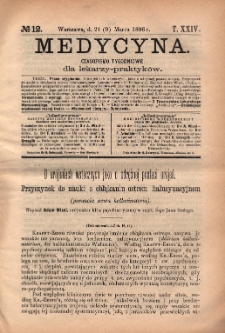 Medycyna : czasopismo tygodniowe dla lekarzy praktyków 1896, T.XXIV, nr 12
