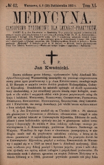 Medycyna : czasopismo tygodniowe dla lekarzy praktyk&oacute;w 1883, T. XI, nr 42