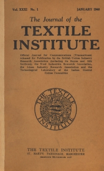 The Journal of the Textile Institute Vol. XXXI No. 1 (1940)