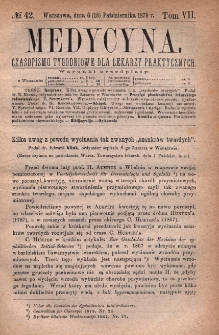 Medycyna : czasopismo tygodniowe dla lekarzy praktycznych 1879, T.VII, nr 42