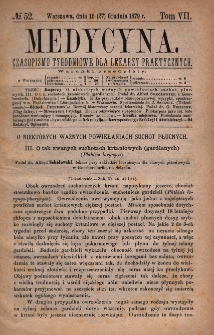Medycyna : czasopismo tygodniowe dla lekarzy praktycznych 1879, T.VII, nr 52