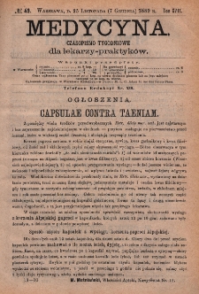 Medycyna : czasopismo tygodniowe dla lekarzy praktyk&oacute;w 1889, T. XVII, nr 49