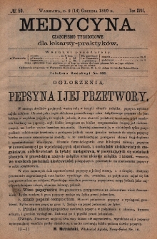 Medycyna : czasopismo tygodniowe dla lekarzy praktyk&oacute;w 1889, T. XVII, nr 50