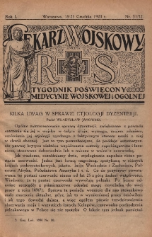 Lekarz wojskowy: tygodnik poświęcony medycynie wojskowej i ogólnej 1920, R. I, nr 51/52