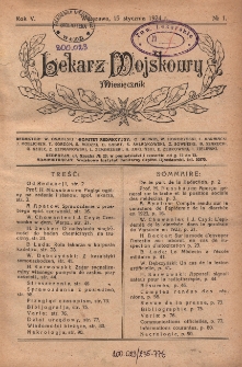 Lekarz wojskowy: miesięcznik 1924, R. V, nr 1
