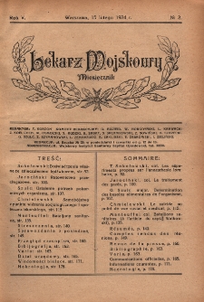 Lekarz wojskowy: miesięcznik 1924, R. V, nr 2