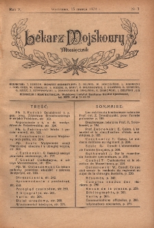 Lekarz wojskowy: miesięcznik 1924, R. V, nr 3