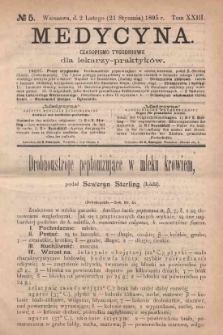 Medycyna : czasopismo tygodniowe dla lekarzy praktyk&oacute;w 1895, T. XXIII, nr 5