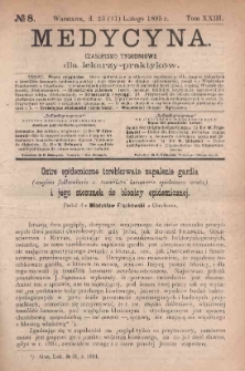 Medycyna : czasopismo tygodniowe dla lekarzy praktyk&oacute;w 1895, T. XXIII, nr 8