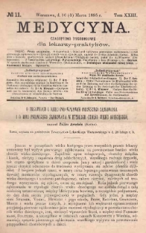 Medycyna : czasopismo tygodniowe dla lekarzy praktyk&oacute;w 1895, T. XXIII, nr 11
