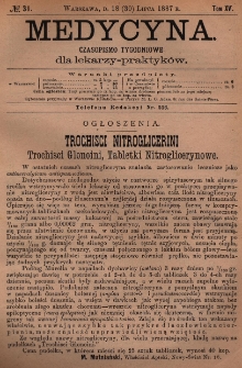 Medycyna : czasopismo tygodniowe dla lekarzy praktyk&oacute;w 1887, T.XV, nr 31