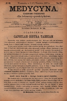 Medycyna : czasopismo tygodniowe dla lekarzy praktyk&oacute;w 1887, T.XV, nr 38