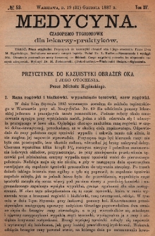 Medycyna : czasopismo tygodniowe dla lekarzy praktyk&oacute;w 1887, T.XV, nr 53