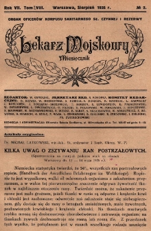 Lekarz wojskowy: miesięcznik organ oficerów korpusu sanitarnego sł. czynnej i rezerwy 1926, R. VII, T. VIII, nr 2