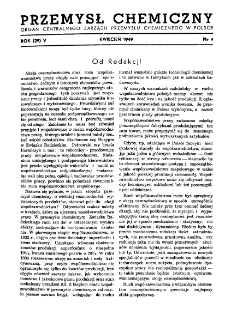 Przemysł Chemiczny : Organ Centralnego Zarządu Przemysłu Chemicznego w Polsce R. V(28) Nr 4 (1949)