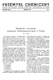 Przemysł Chemiczny : Organ Centralnego Zarządu Przemysłu Chemicznego w Polsce R. V(28) Nr 8 (1949)