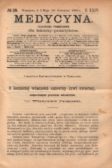 Medycyna : czasopismo tygodniowe dla lekarzy praktyków 1896, T.XXIV, nr 18
