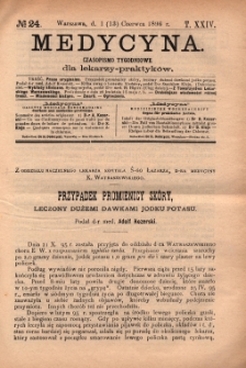 Medycyna : czasopismo tygodniowe dla lekarzy praktyków 1896, T.XXIV, nr 24