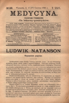Medycyna : czasopismo tygodniowe dla lekarzy praktyków 1896, T.XXIV, nr 26