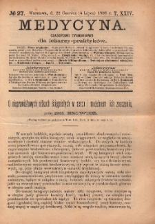 Medycyna : czasopismo tygodniowe dla lekarzy praktyków 1896, T.XXIV, nr 27
