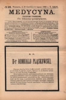 Medycyna : czasopismo tygodniowe dla lekarzy praktyków 1896, T.XXIV, nr 28