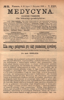 Medycyna : czasopismo tygodniowe dla lekarzy praktyków 1896, T.XXIV, nr 31