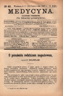 Medycyna : czasopismo tygodniowe dla lekarzy praktyków 1897, T.XXV, nr 43
