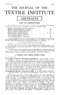 The Journal of the Textile Institute - Abstracts - Vol. XXXII No. 6 1941