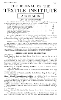 The Journal of the Textile Institute - Abstracts - Vol. XXXII No. 11 1941