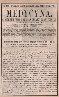 Medycyna : czasopismo tygodniowe dla lekarzy praktycznych 1880, T. VIII, nr 28
