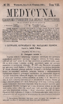 Medycyna : czasopismo tygodniowe dla lekarzy praktycznych 1880, T. VIII, nr 38