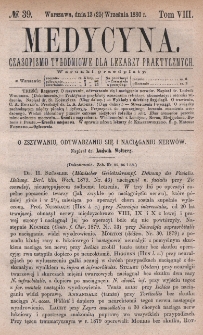 Medycyna : czasopismo tygodniowe dla lekarzy praktycznych 1880, T. VIII, nr 39