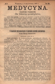Medycyna : czasopismo tygodniowe dla lekarzy praktyk&oacute;w 1893, T. XXI, nr 2
