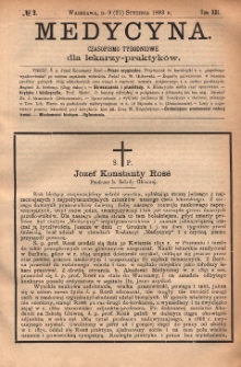 Medycyna : czasopismo tygodniowe dla lekarzy praktyk&oacute;w 1893, T. XXI, nr 3
