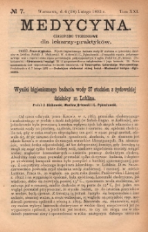 Medycyna : czasopismo tygodniowe dla lekarzy praktyk&oacute;w 1893, T. XXI, nr 7