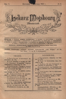 Lekarz wojskowy: miesięcznik 1924, R. V, nr 6