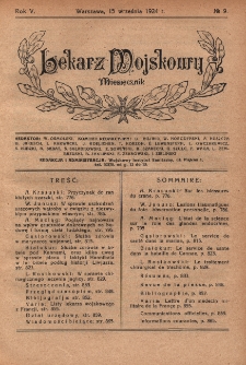 Lekarz wojskowy: miesięcznik 1924, R. V, nr 9