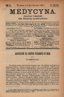 Medycyna : czasopismo tygodniowe dla lekarzy praktyk&oacute;w 1899, T.XXVII, nr 3