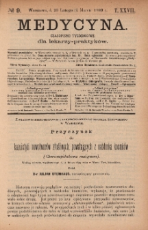 Medycyna : czasopismo tygodniowe dla lekarzy praktyk&oacute;w 1899, T.XXVII, nr 9