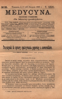 Medycyna : czasopismo tygodniowe dla lekarzy praktyków 1896, T.XXIV, nr 35