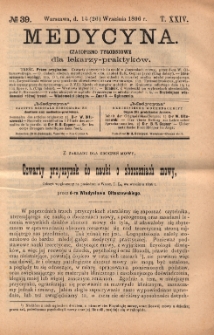 Medycyna : czasopismo tygodniowe dla lekarzy praktyków 1896, T.XXIV, nr 39