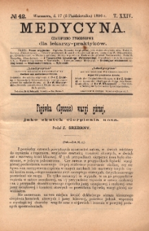 Medycyna : czasopismo tygodniowe dla lekarzy praktyków 1896, T.XXIV, nr 42